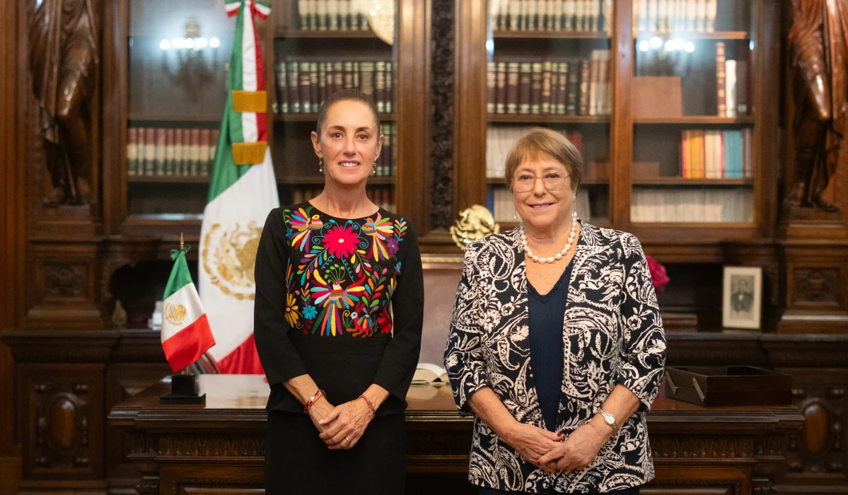Sheinbaum recibe a Michelle Bachelet en Palacio Nacional