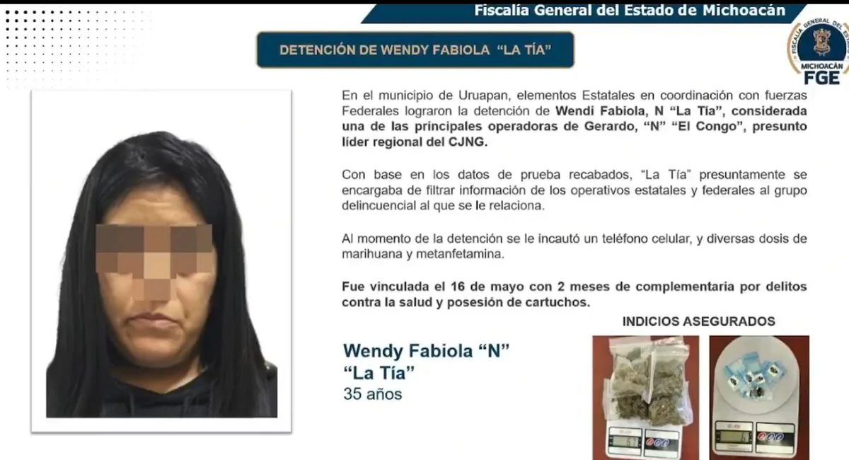 Detienen a Wendy Fabiola N, alias La Tía, relacionada con el homicidio de Carlos Manzo La Tía avisaba al grupo criminal sobre operativos locales y federales