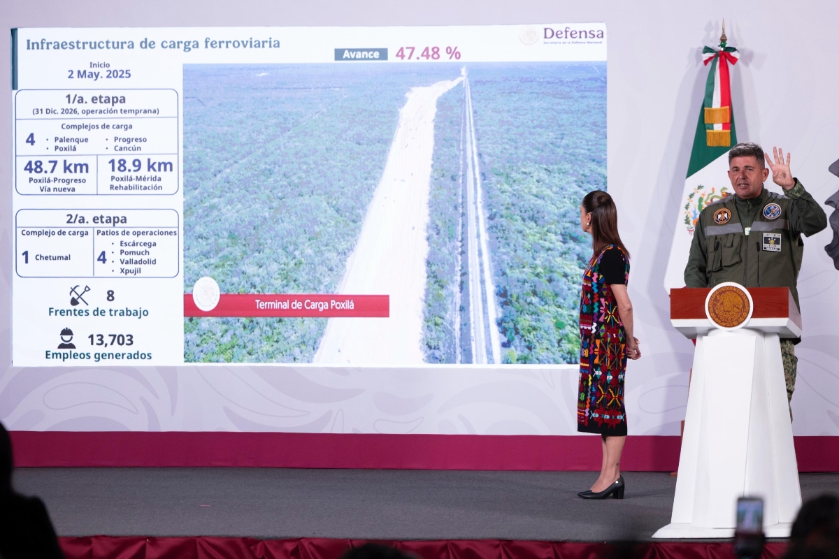 Gobierno reporta avances en plan ferroviario 2026 La presidenta comparó los proyectos de construcción de Morena con los proyectos de administraciones anteriodes. Foto: Presidencia