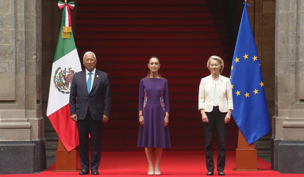 Sheinbaum recibe a la delegación de la Unión Europea en Palacio Nacional