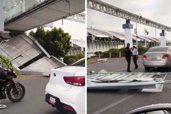 ¡Caos en el AICM! Cae estructura de puente peatonal en la Terminal 1
