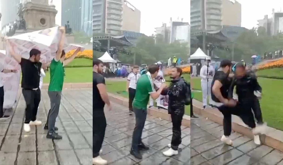 Aficionados se enfrentan con madres buscadoras en el Ángel de la Independencia durante festejos