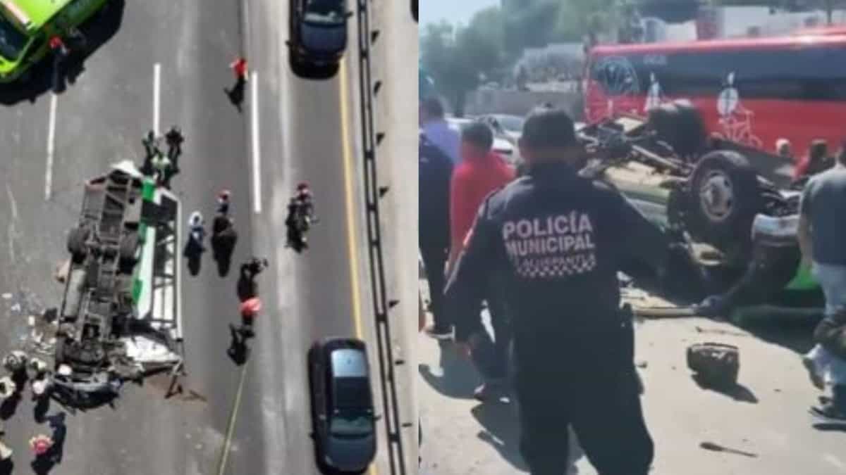 Caos vehicular por accidente en autopista México-Pachuca Un autobús y un microbús se impactaron en la México- Pachuca. Fotos: X @HalconOnce /@LuisCardenasMX