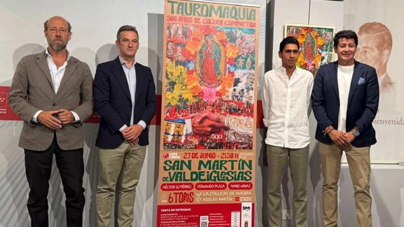 Presentado el cartel de San Martín de Valdeiglesias, que rinde homenaje a los 500 años de las corridas de toros en México El cartel se celebrará el próximo 27 de junio en San Martín de Valdeiglesias a las 21:30 horas, Foto: NTR TOROS