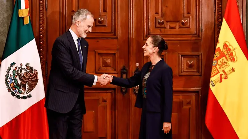 Claudia Sheinbaum y el rey Felipe VI dialogaron en Palacio Nacional sobre pueblos ind&iacute;genas, cooperaci&oacute;n cultural y la relaci&oacute;n bilateral entre M&eacute;xico y Espa&ntilde;a. Foto: Aracely Mart&iacute;nez.