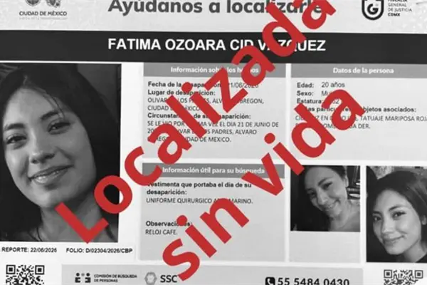 F&aacute;tima Ozoara: Localizada sin vida en el Estado de M&eacute;xico