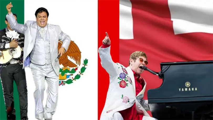 México vs Inglaterra desata memes en redes; comparan a Juanga con Elton John Comparan a Juan Gabriel con Elton John previo al partido México vs Inglaterra. Foto: Especial