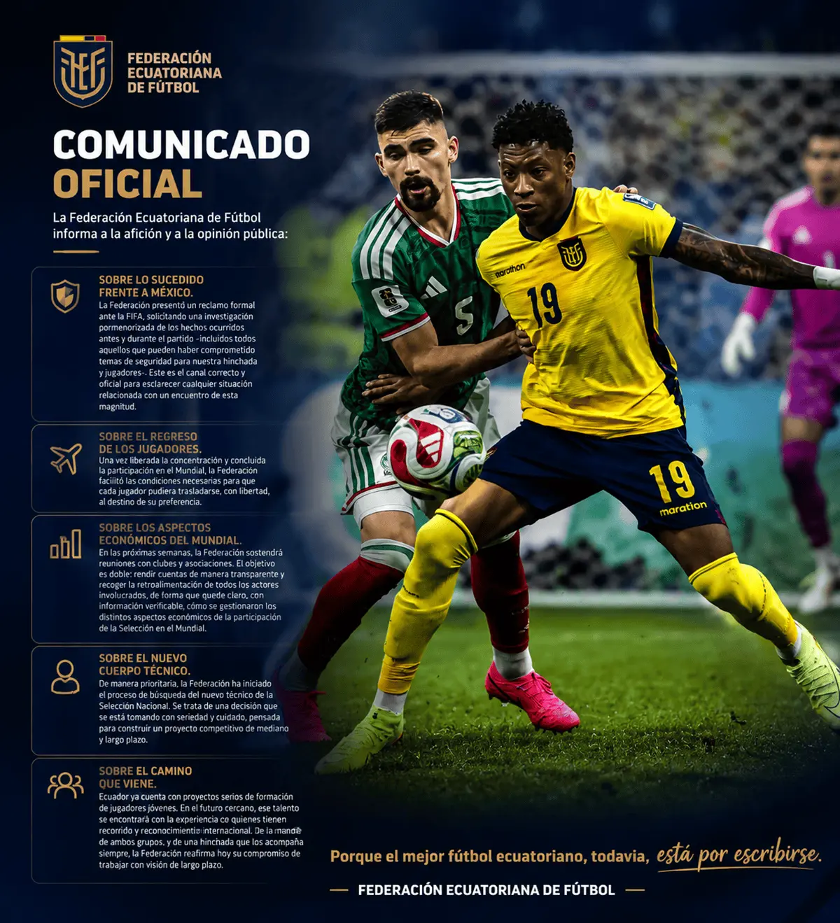 ¿Se queja de México? El misterioso comunicado de Ecuador en el que confirma un reclamo ante la FIFA