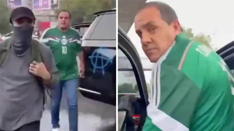 Manifestantes enfrentan a Cuauhtémoc Blanco rumbo al México vs Inglaterra Foto: redes