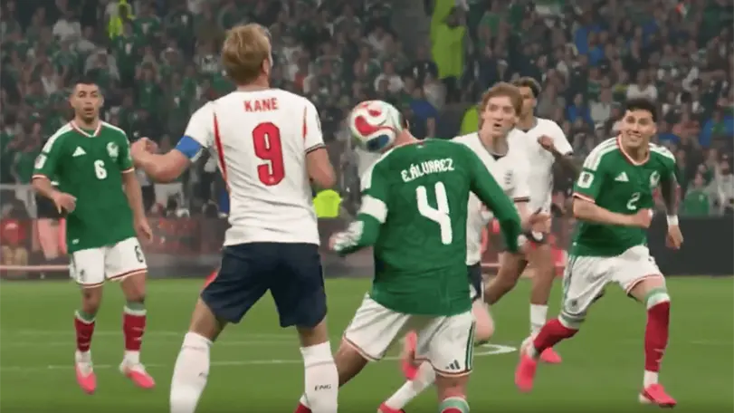 ¿Por qué critican a Edson Álvarez, Jorge Sánchez y Santiago Gimenez? Harry Kane y Edson Álvarez en la jugada que derivó en el penalti para Inglaterra. Foto: Redes sociales