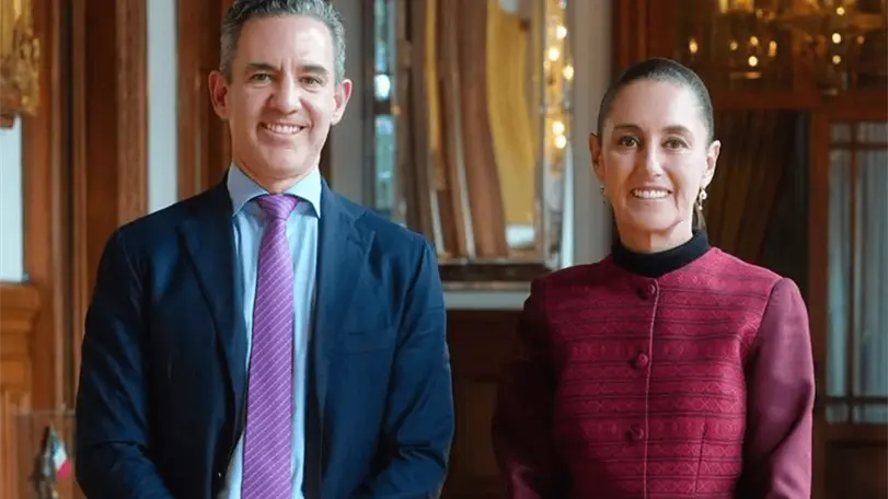 Claudia Sheinbaum recibi&oacute; en Palacio Nacional a David V&eacute;lez Osorno, fundador y director ejecutivo de Nubank, quien anunci&oacute; una inversi&oacute;n estimada de 4 mil 200 millones de d&oacute;lares para M&eacute;xico. Foto: Presidencia