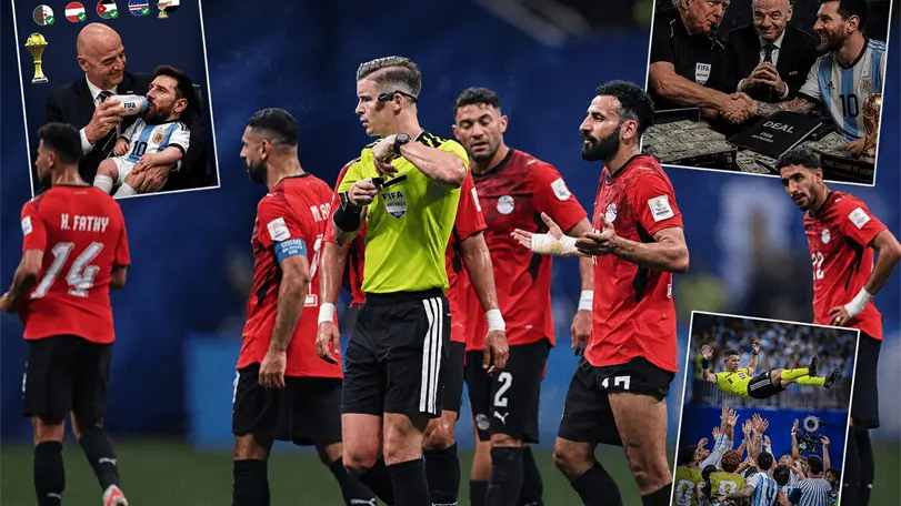 ¿Favorecieron a Argentina? Las jugadas polémicas que marcaron el partido ante Egipto Estas son las jugadas polémicas. Foto: MexSport, redes sociales y Chatgpt.