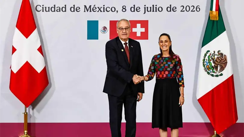 México y Suiza estrechan lazos: preparan actualización de su acuerdo comercial Claudia Sheinbaum y Guy Parmelin acordaron actualizar el tratado comercial y fortalecer la cooperación económica, científica y cultural entre México y Suiza. Foto: Aracely Martínez