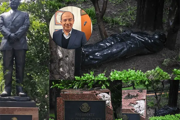 ¿Qué le pasó a la estatua de Felipe Calderón en Los Pinos? Lleva más de un año en el suelo