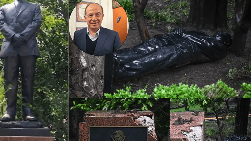 ¿Qué le pasó a la estatua de Felipe Calderón en Los Pinos? Lleva más de un año en el suelo Estatua de Felipe Calderón. Foto: Cuartoscuro.