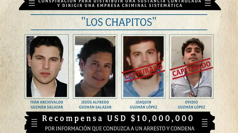 Los Chapitos, hermanos infames, en la mira de EU Estados Unidos llama hermanos infames a Los Chapitos. Foto: X @HSI_HQ