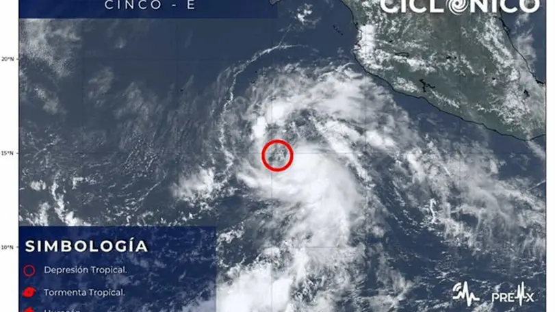 Tormenta tropical Elida se forma en el Pacífico, ¿afectará a México? Depresión Tropical Cinco-E. Foto: Conagua.