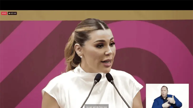 Marina del Pilar rompe el silencio sobre audios filtrados: fue una trampa de Jaime Bonilla La gobernadora de Baja California también aclaró que no salió del país para hablar con las personas que Bonilla le presentó. Foto: Captura de pantalla