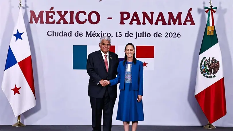 Claudia Sheinbaum y Jos&eacute; Ra&uacute;l Mulino acordaron fortalecer la cooperaci&oacute;n entre M&eacute;xico y Panam&aacute; en comercio, seguridad e integraci&oacute;n regional. Foto: Aracely Mart&iacute;nez