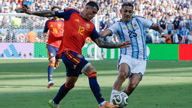 España vs Argentina: El polémico gol anulado a España en tiempo extra Así fue el gol que le anularon a España frente a Argentina frente a la Final del Mundial 2026. Foto: EFE