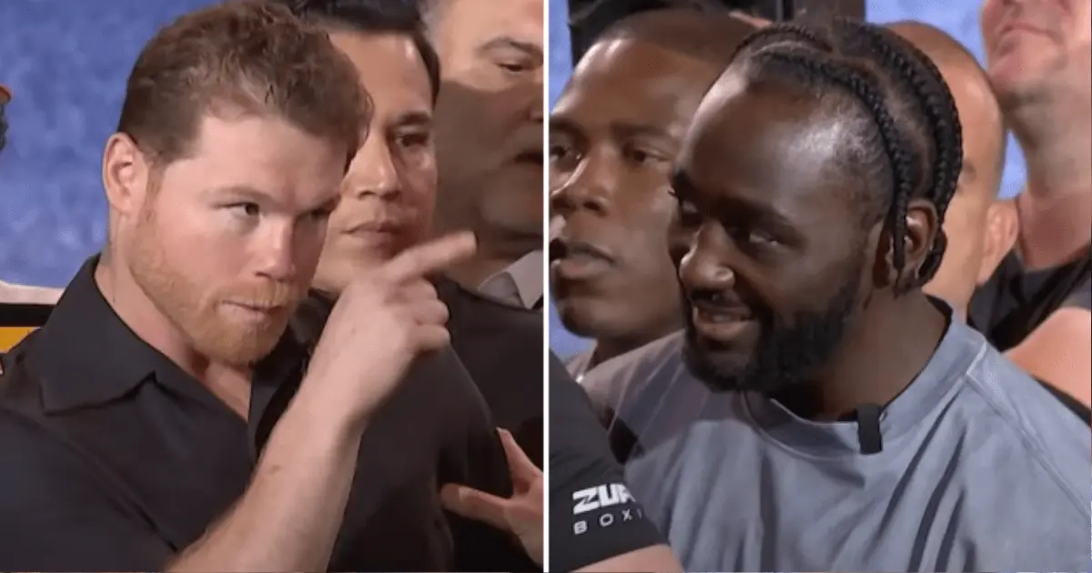 ‘Canelo Álvarez empuja a Terence Crawford y casi se van a los golpes en su cara a cara en Nueva York ‘Canelo Álvarez empuja a Terence Crawford y casi se van a los golpes en su cara a cara en Nueva York