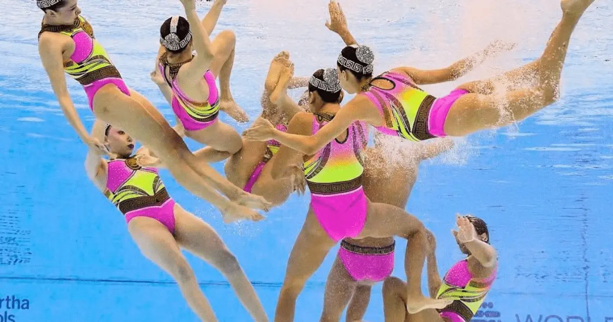 México consigue histórico quinto lugar en rutina acrobática por equipos en la natación artística de Singapur 2025 Foto: Cortesía Conade