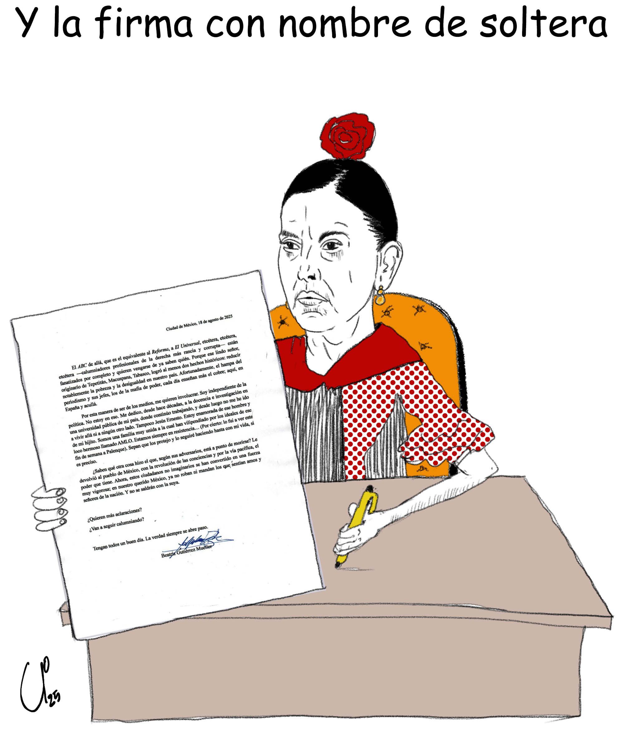 Y la firma con nombre de soltera