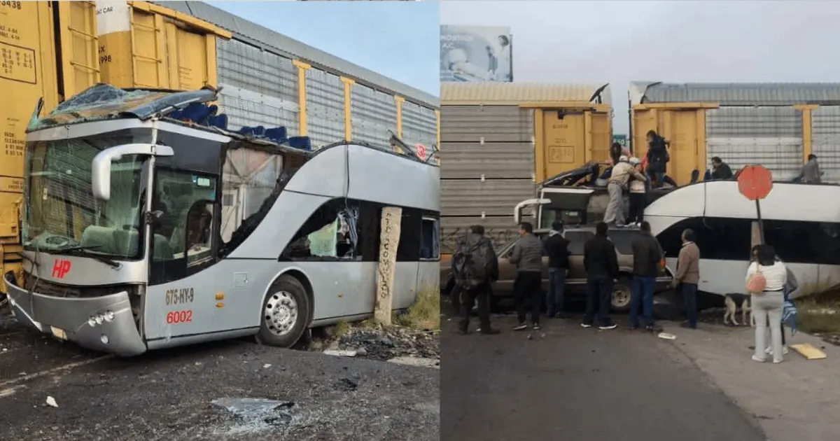 Momento exacto del accidente en Atlacomulco: tren arrolla autobús | VIDEO Momento exacto del accidente en Atlacomulco: tren arrolla autobús | VIDEO