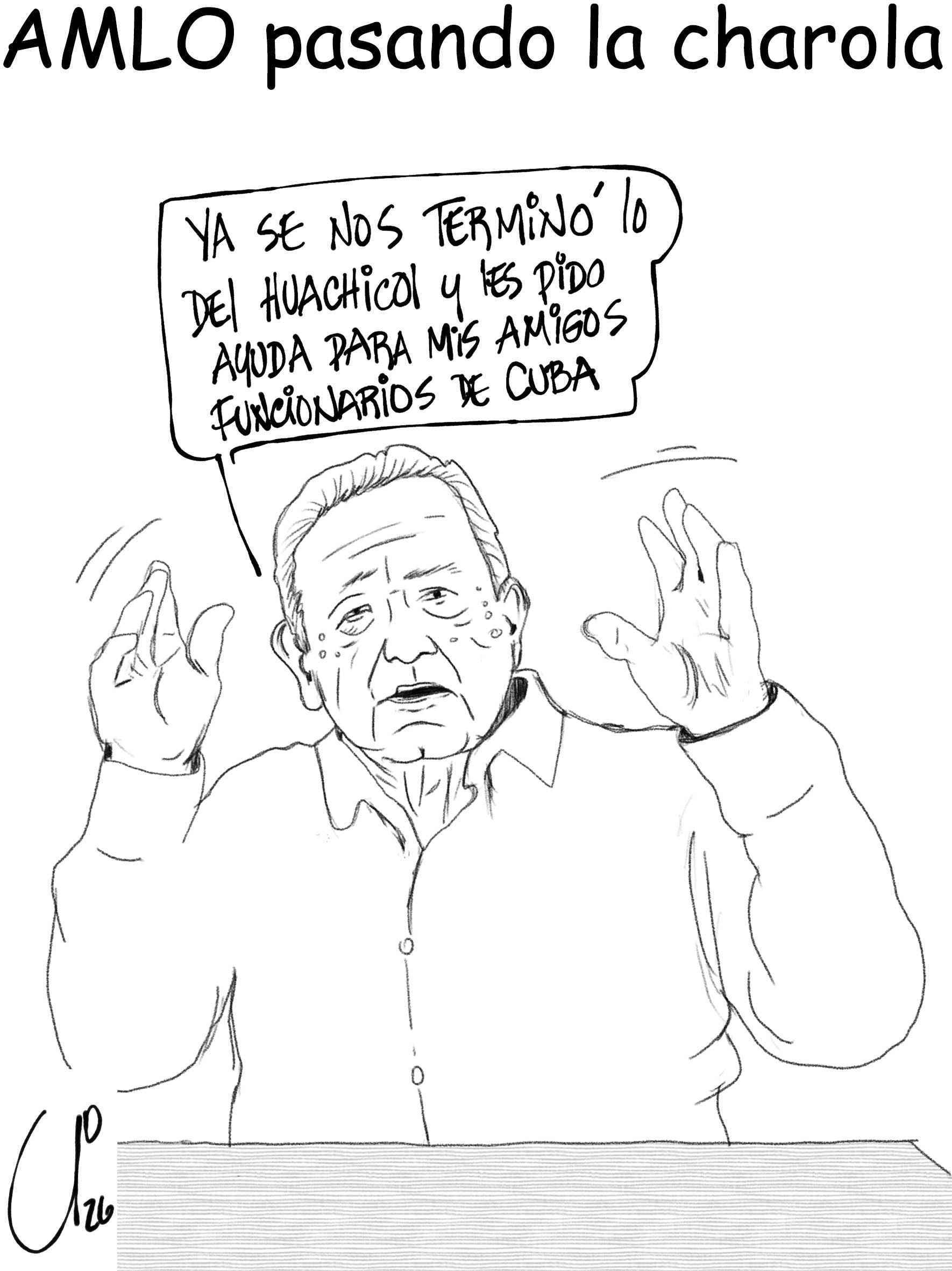 AMLO pasando la charola